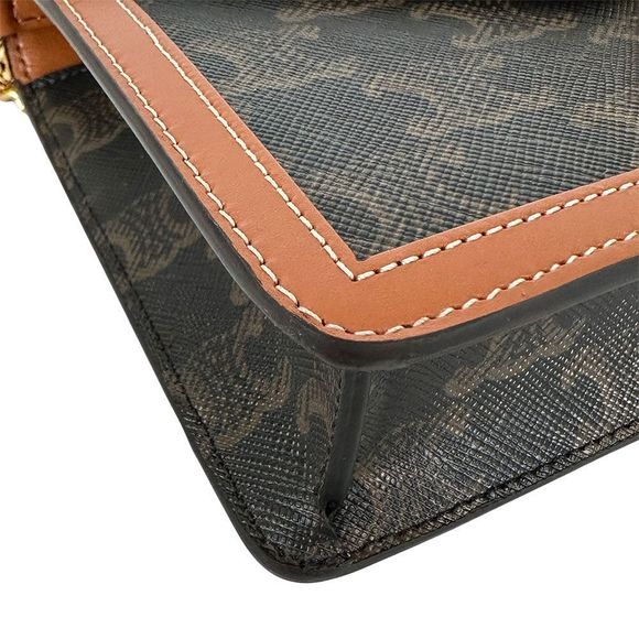 Celine Bag Women's Brand Shoulder Bag Triomphe Dark Brown Mini Bag Compact - Picture 4 of 15